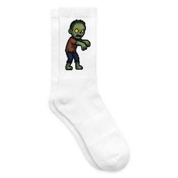 Pixelzombie mit Gelben Augen - Tennissocken - Weiß - Rechts