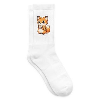 Renard câlin avec thé et écharpe - Chaussettes de tennis - blanc - Droite