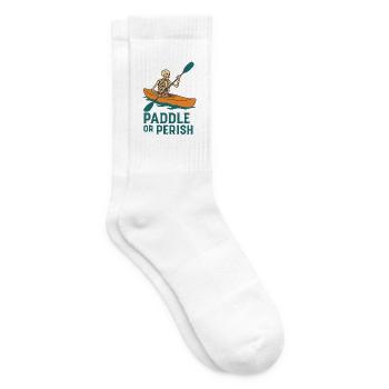 Paddel dich ins Jenseits – Skelett im Kajak - Tennissocken - Weiß - Rechts