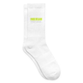Unbeugsam durch Gnade – Römer 8,37 - Tennissocken - Weiß - Rechts