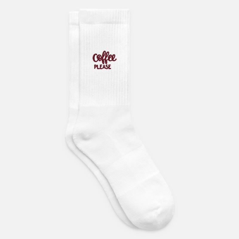 Coffee please lettering embroidered - Tennis socks - white