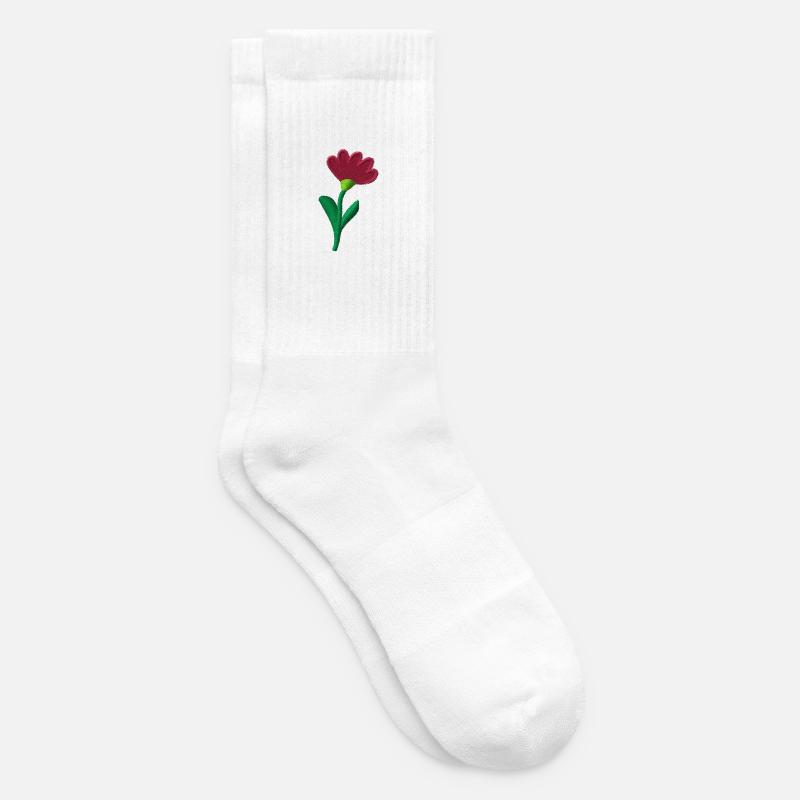 Fleur brodée - Chaussettes de tennis - blanc