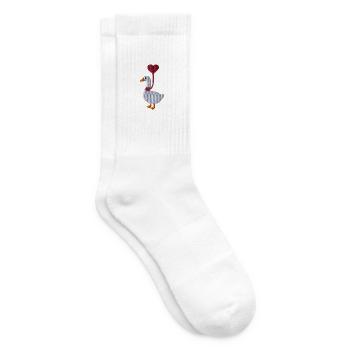 Gans mit Herzluftballon bestickt - Tennissocken - Weiß - Rechts