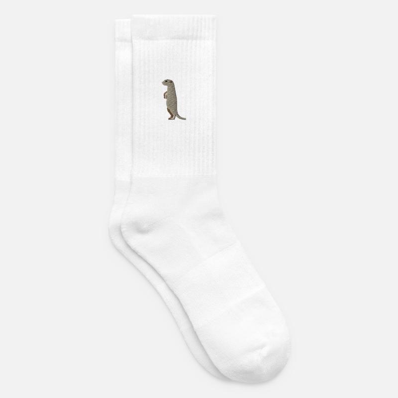 Erdmännchen bestickt - Tennissocken - Weiß