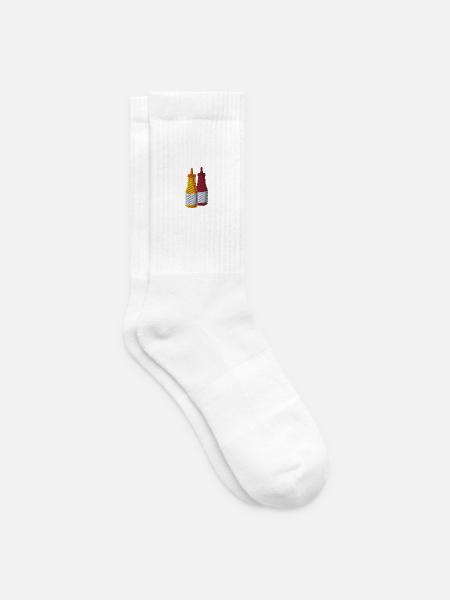 Ketchup and mustard embroidered - Tennis socks - white