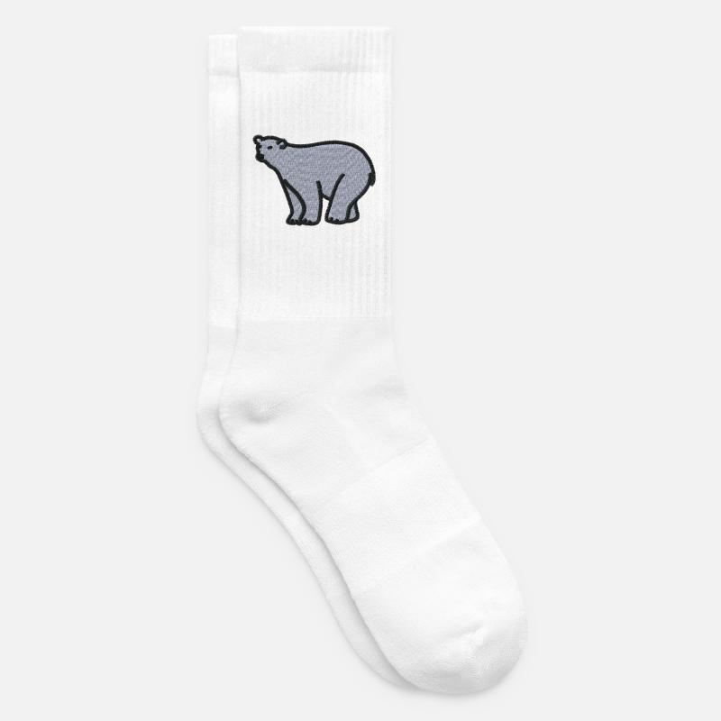 Eisbär bestickt - Tennissocken - Weiß