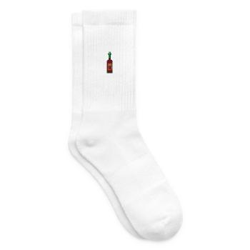 Bouteille de vin brodée - Chaussettes de tennis - blanc - Droite