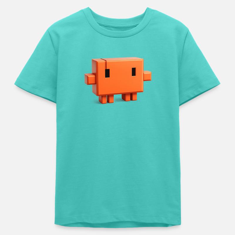 Claude Code Pixel 3D Maskottchen süßer Dev-Aufkleber - Teenager Organic T-Shirt Mini Creator von Stanley/Stella - Poolblau