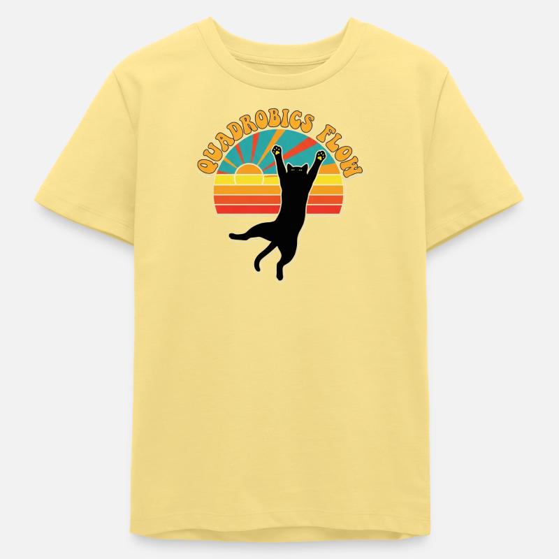 Retro Quadrobics Flow Black Cat 70s Sunset - T-shirt ado bio Stanley/Stella - jaune viva