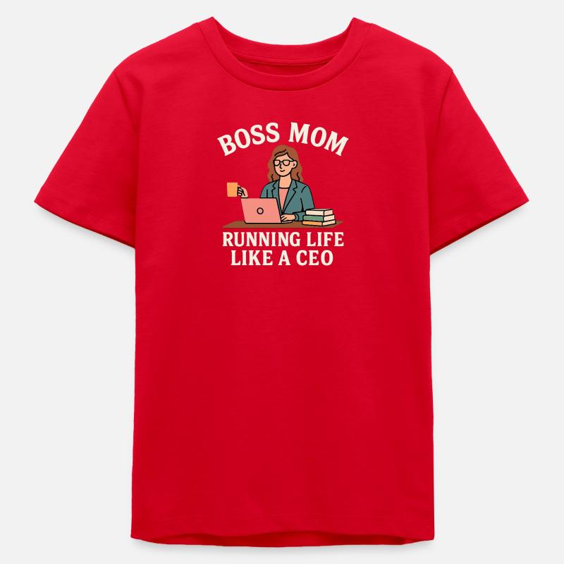 Chef Mom – Diriger la vie comme un PDG - T-shirt ado bio Stanley/Stella - rouge