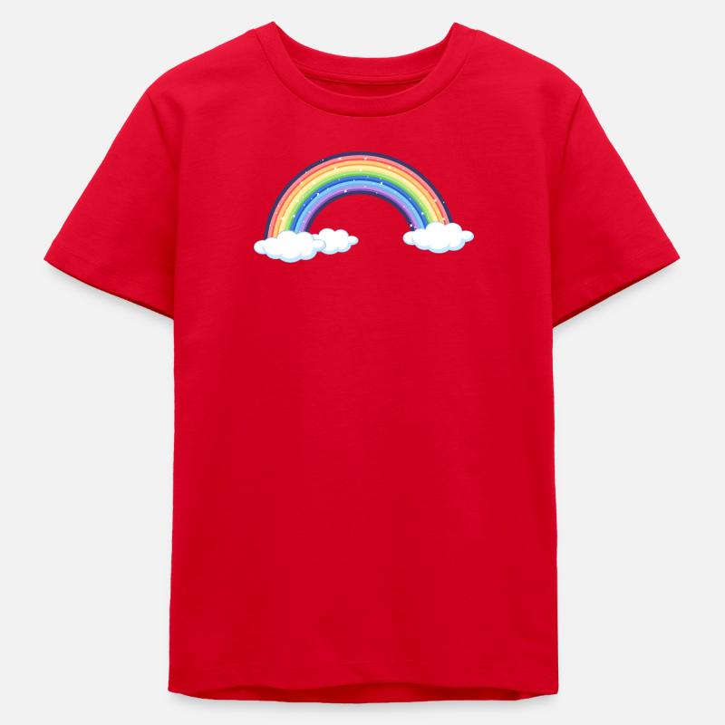 Vibrant Rainbow Over Clouds - Teens Organic T-shirt by Stanley/Stella - red