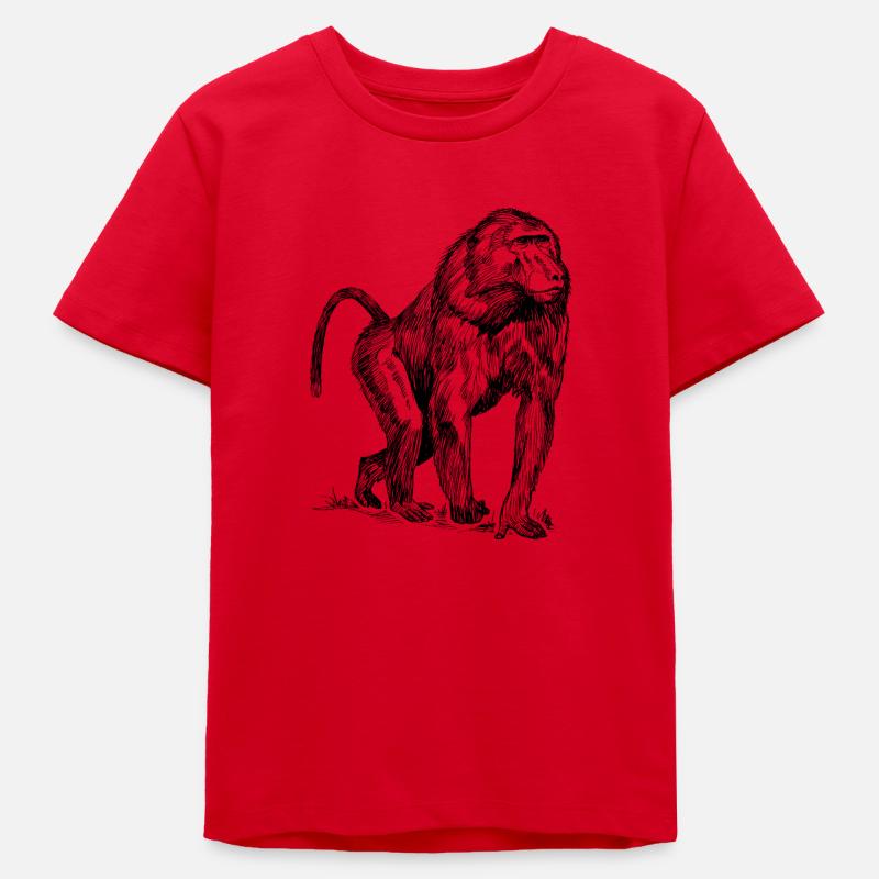 Monkey baboon - Teens Organic T-shirt by Stanley/Stella - red