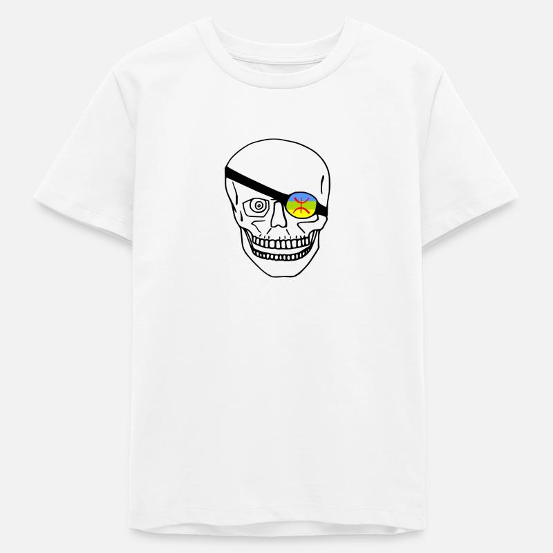Crâne de drapeau amazigh - T-shirt ado bio Stanley/Stella - blanc