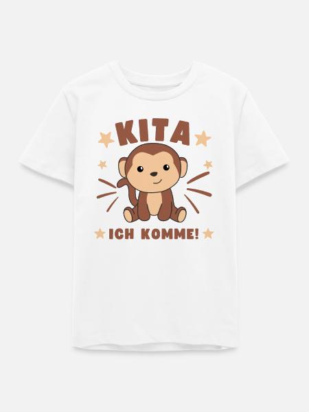 Kita J’arrive Kitakind Monkey - T-shirt ado bio Stanley/Stella - blanc
