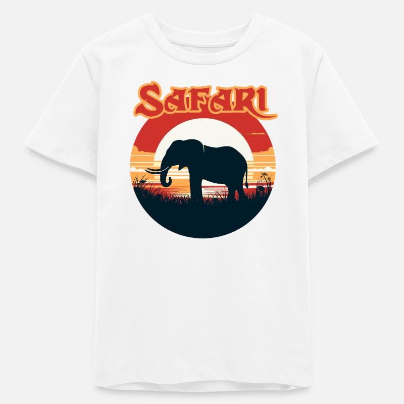 Faune Coucher de soleil Éléphant Design - T-shirt ado bio Stanley/Stella - blanc