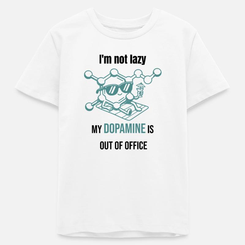Molécule de dopamine - Je ne suis pas paresseux - T-shirt ado bio Stanley/Stella - blanc