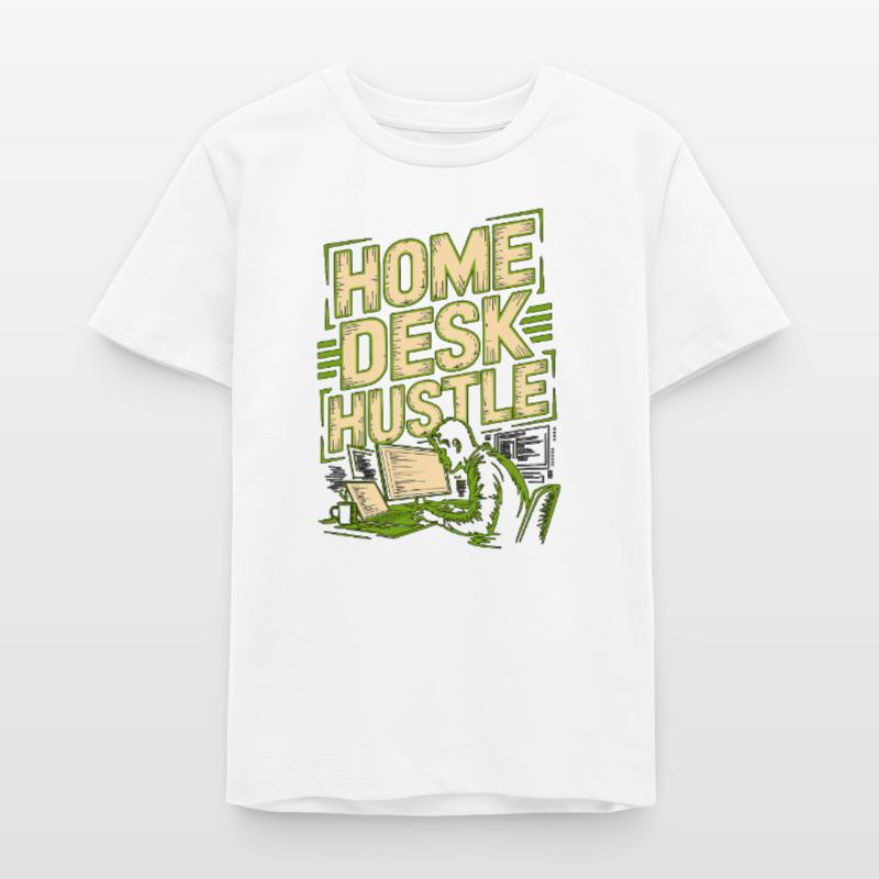 Remote Developer Home Desk Hustle Remote Coder Teens Organic T-shirt by Stanley/Stella