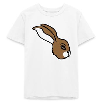 Bunny face peeking sideways profile side view - Teens Organic T-shirt by Stanley/Stella - white - Front