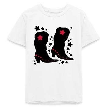 Cowboy Boots - Teens Organic T-shirt by Stanley/Stella - white - Front