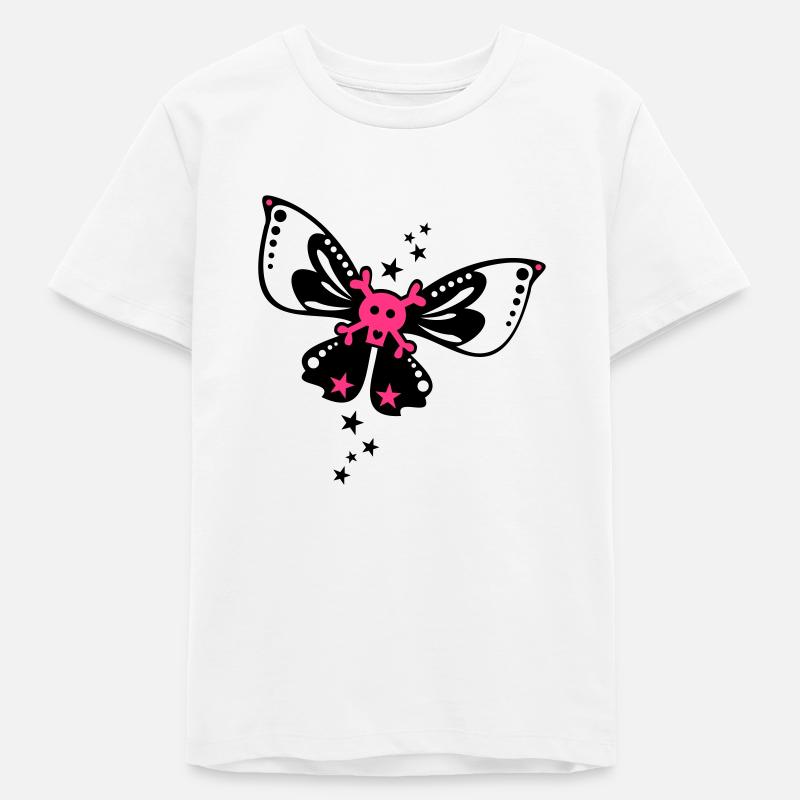 papillon-crâne - T-shirt ado bio Stanley/Stella - blanc