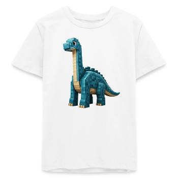 Pixel Brontosaurus - T-shirt ado bio Stanley/Stella - blanc - Devant