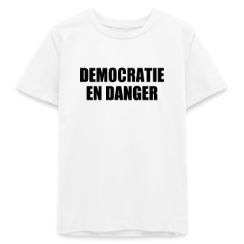 democratie en danger - T-shirt ado bio Stanley/Stella - blanc - Devant