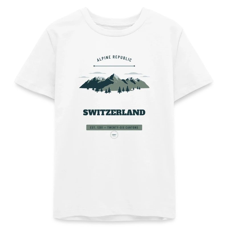 Switzerland-mærke på en teens organic t-shirt by stanley/stella