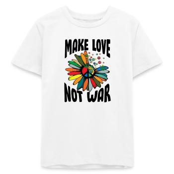 Make Love Not War Flowerpower Hippie - Teenager Organic T-Shirt Mini Creator von Stanley/Stella - Weiß - Vorne
