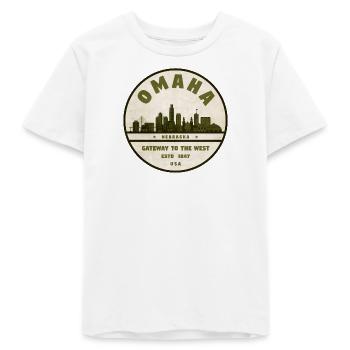 Omaha Skyline Vintage Badge - Teens Organic T-shirt by Stanley/Stella - white - Front