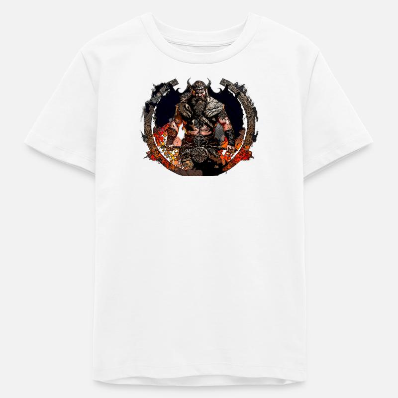 Guerriers vikings dans le cercle de feu - T-shirt ado bio Stanley/Stella - blanc