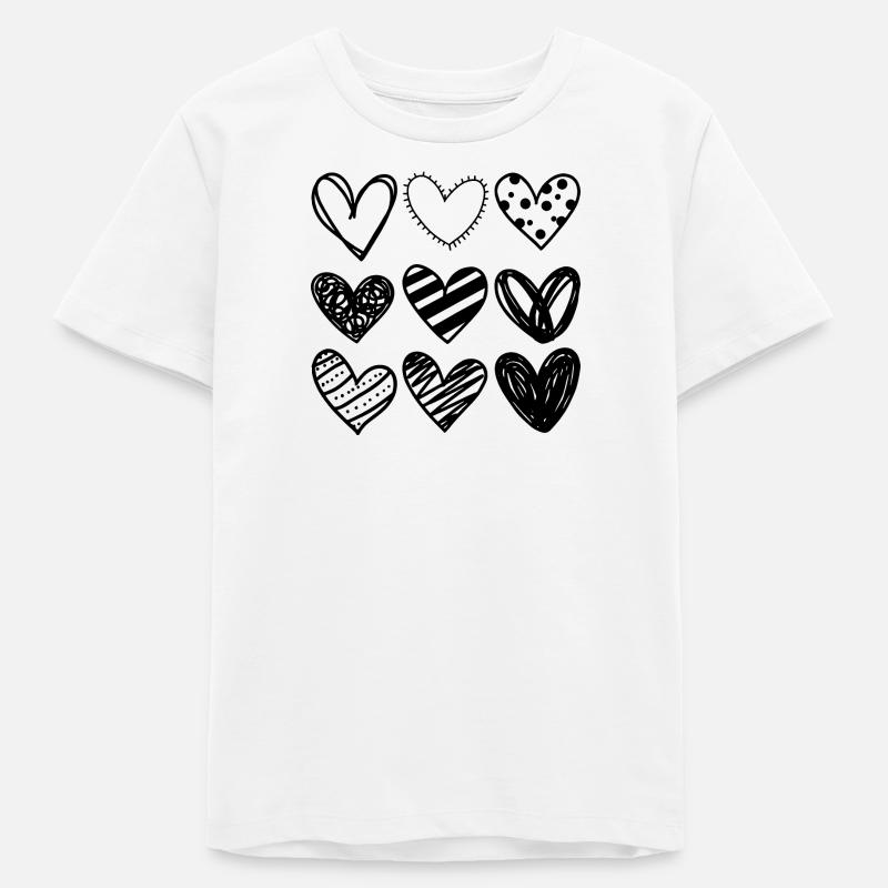 Neuf cœurs - T-shirt ado bio Stanley/Stella - blanc