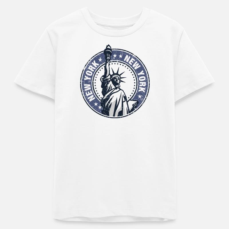 Cocarde de la Statue de la Liberté, NYC - T-shirt ado bio Stanley/Stella - blanc