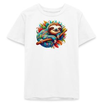 Faultier - Teenager Organic T-Shirt Mini Creator von Stanley/Stella - Weiß - Vorne