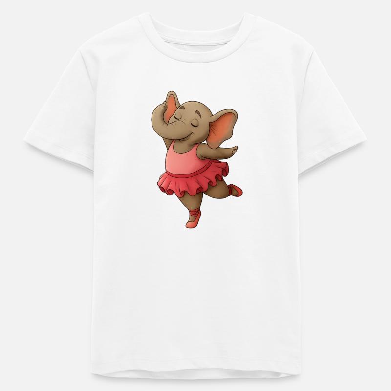 Éléphant dansant en tutu - T-shirt ado bio Stanley/Stella - blanc