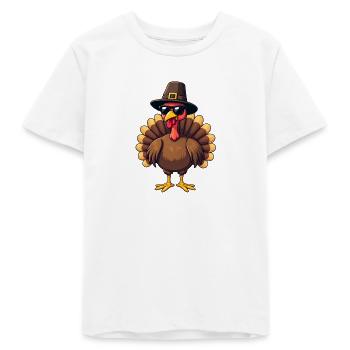 Thanksgiving Drôle Dinde de Thanksgiving - T-shirt ado bio Stanley/Stella - blanc - Devant