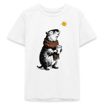 Capybara Winter Vibes - Teenager Organic T-Shirt Mini Creator von Stanley/Stella - Weiß - Vorne