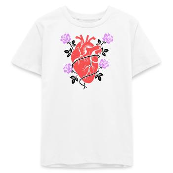 Anatomisches Herz Rosen Bunt - Teenager Organic T-Shirt Mini Creator von Stanley/Stella - Weiß - Vorne