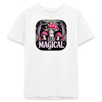 Restez magique dans la forêt de champignons - T-shirt ado bio Stanley/Stella - blanc - Devant
