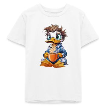 Canard du matin avec café - T-shirt ado bio Stanley/Stella - blanc - Devant