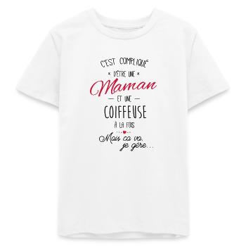 maman et Coiffeuse - T-shirt ado bio Stanley/Stella - blanc - Devant