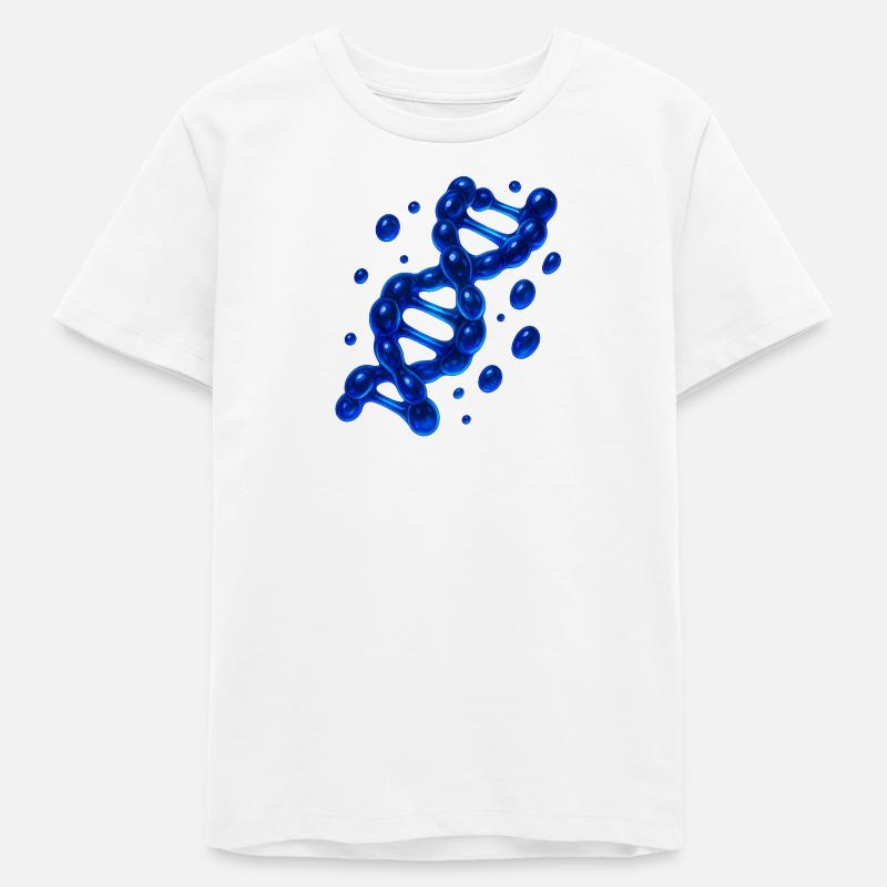Molécule d’hélice d’ADN 3D Bleu - T-shirt ado bio Stanley/Stella - blanc