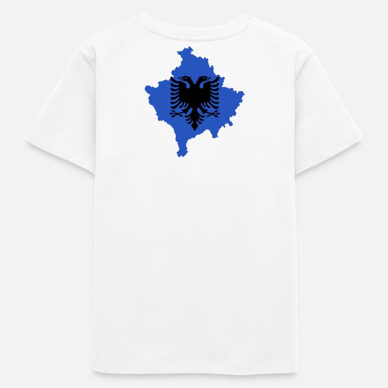 Drapeau du Kosovo « Aigle albanais » - T-shirt ado bio Stanley/Stella - blanc