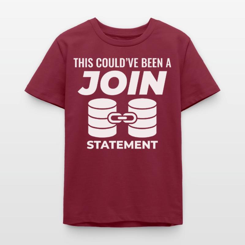 SQL Join Database, instruction de programmation des données T-shirt ado bio Stanley/Stella