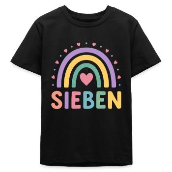 7. Geburtstag Regenbogen Herz Design - Teenager Organic T-Shirt Mini Creator von Stanley/Stella - Schwarz - Vorne