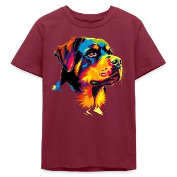 Rottweiler Dog Bright Colors Pop Art Pride Dogs - Teens Organic T-shirt by Stanley/Stella - burgundy - Front