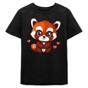 Süßer Roter Panda mit Herzen - Teenager Organic T-Shirt Mini Creator von Stanley/Stella - Schwarz - Vorne