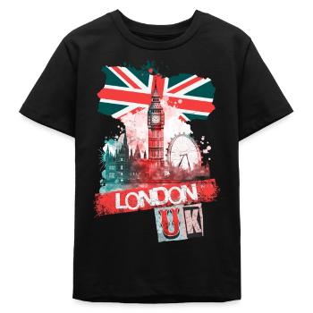 London England Stadt Skyline Big Ben Bunt Splash - Teenager Organic T-Shirt Mini Creator von Stanley/Stella - Schwarz - Vorne