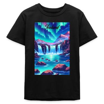 Iceland Aurora Retro Poster Vintage Souvenir - Teenager Organic T-Shirt Mini Creator von Stanley/Stella - Schwarz - Vorne