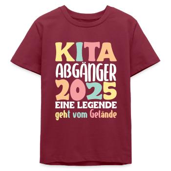 Diplômé de la garderie : 2025 Une légende quitte le site - T-shirt ado bio Stanley/Stella - bordeaux - Devant
