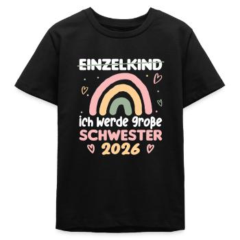 Große Schwester 2026 Regenbogen Süßes Geschwister - Teenager Organic T-Shirt Mini Creator von Stanley/Stella - Schwarz - Vorne
